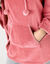 Poncho &agrave; capuche, maille polaire toucher peluche (rose poudr&eacute;)