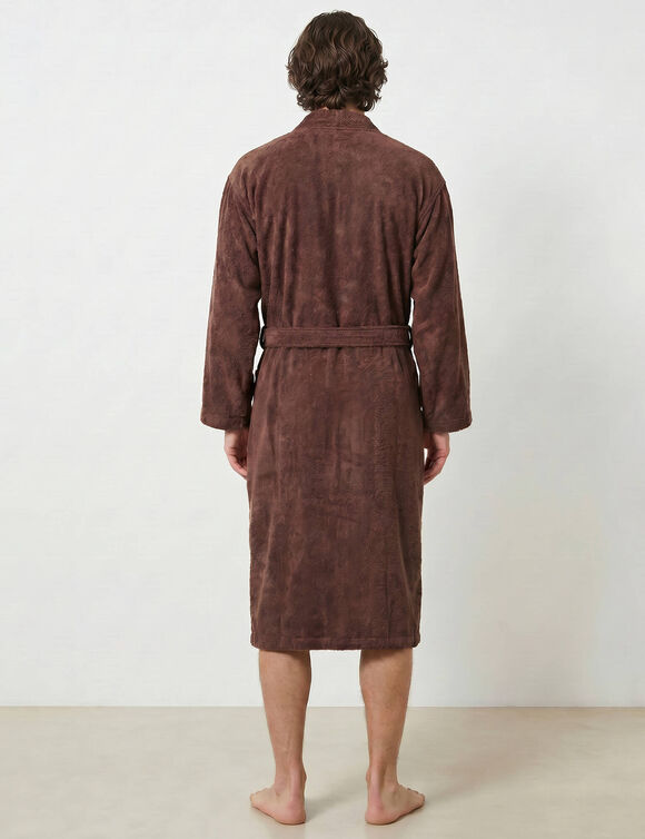 Peignoir mixte adulte col kimono - &eacute;ponge bouclette 380 g/m&sup2; (chocolat)