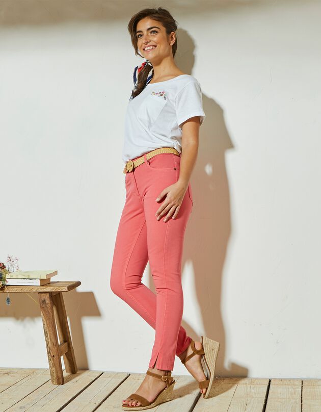 Tapered 7/8-broek, bi-rekbare stof (koraal) Tapered 7/8-broek, bi-rekbare stof (koraal)