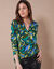 Tuniek met knoopkraag en bloemenprint (turkoois / groen)