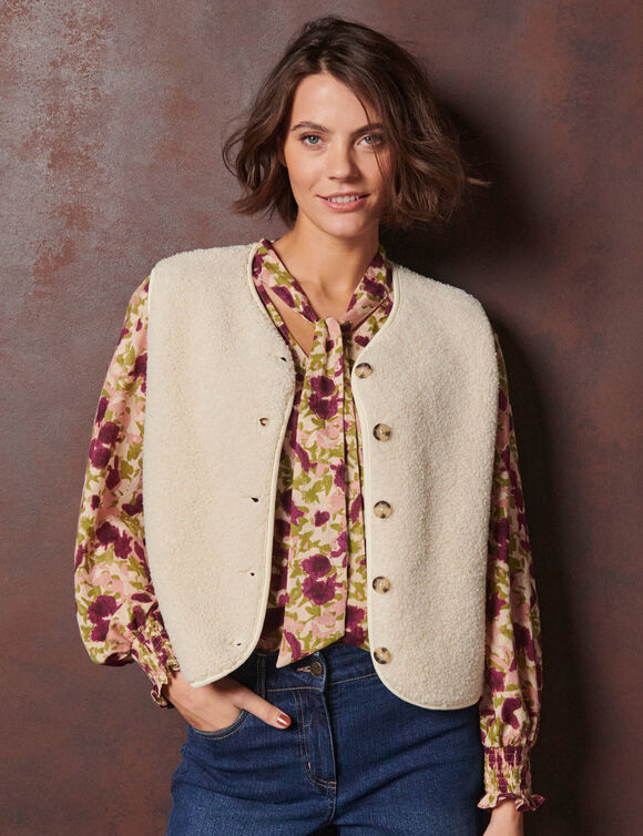 Veste sans manches, maille bouclette (gr&egrave;ge)
