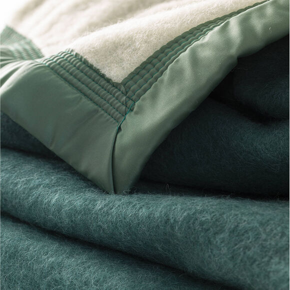 Couverture bicolore pure laine 600 g/m² (vert)