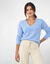 Pull tunique col V, maille douceur (bleu)