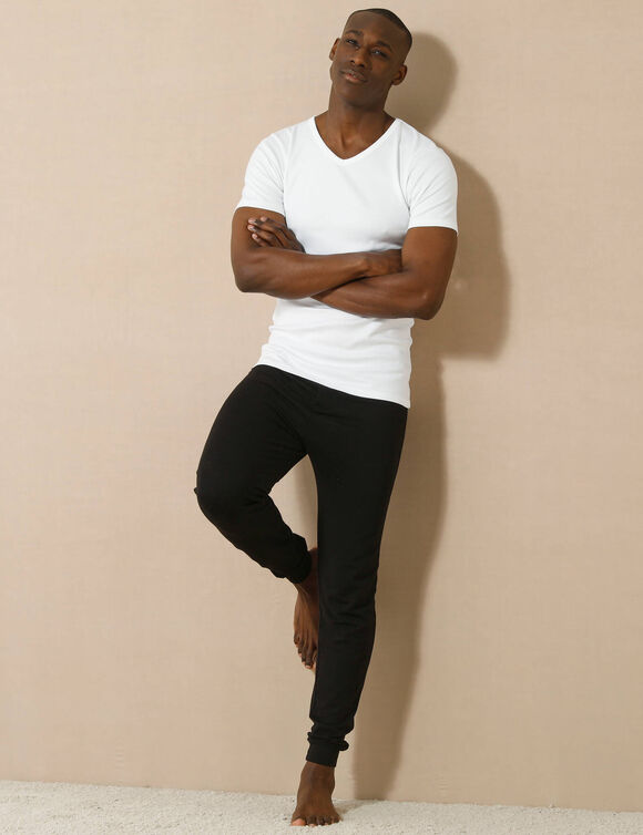 T-shirt sous-v&ecirc;tement homme col V manches courtes chaleur douce - lot de 2 (blanc)