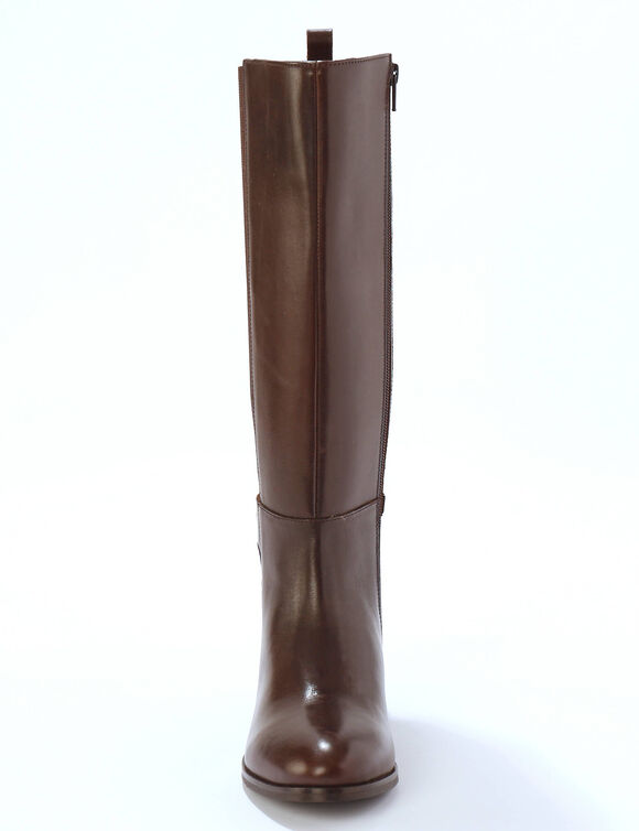 Bottes cavali&egrave;res en cuir, sp&eacute;cial larges mollets (chocolat)