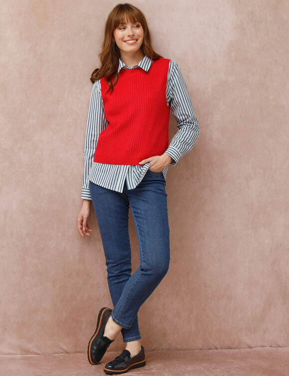 Pull col rond sans manches (rouge)