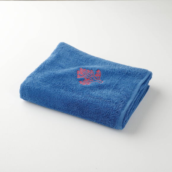 Collection serviettes de bain 420 g/m&sup2; brod&eacute;es corail (bleu dur)