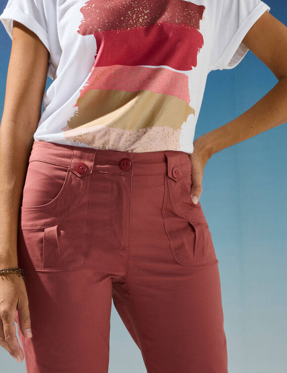 Pantacourt droit stretch (terracotta)