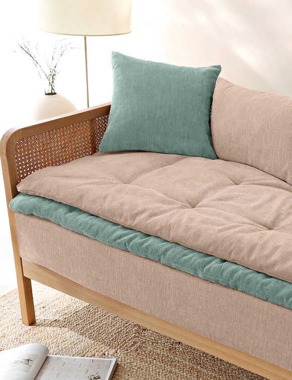 Lang zitbankkussen in chenille (taupe)