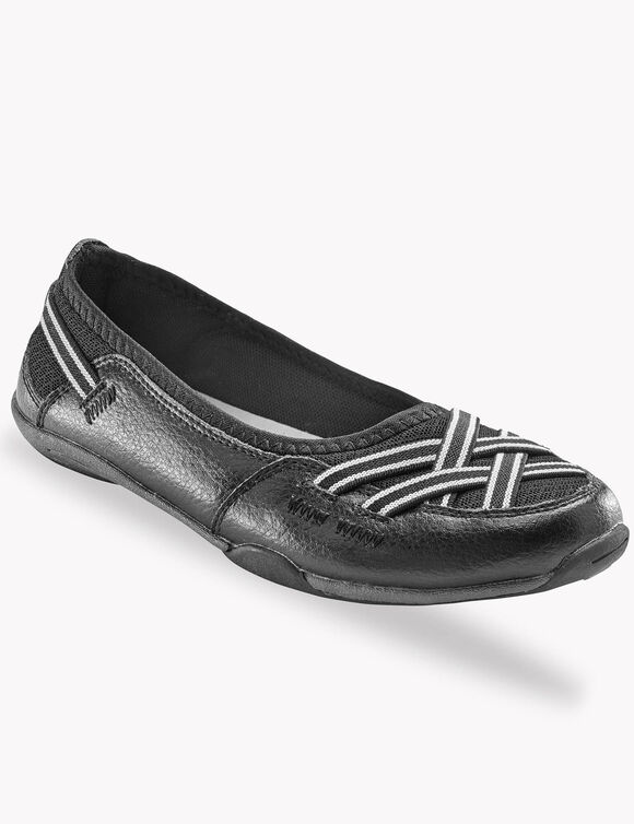 Soepele ballerina's in leer - zwart (zwart)