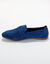 Mocassins in splitleer (blauw)
