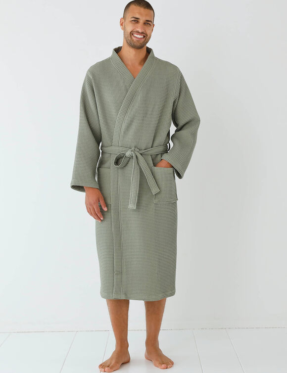 Peignoir de bain mixte adulte nid d'abeille 230 g/m2 (kaki)