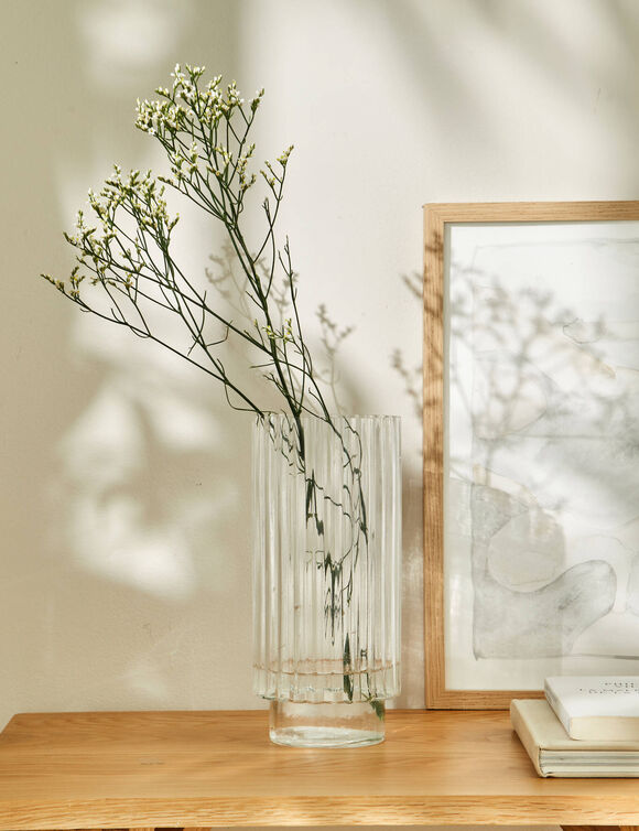 Vase en verre stri&eacute; (transparent)