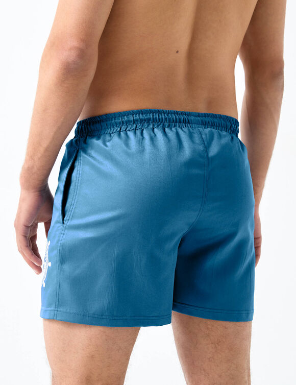 Effen zwemshorty met contrasterend motief (blauw)