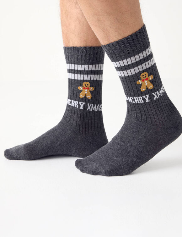 Set van 3 paar sokken, kerstmotief (grijs)