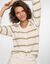 Cardigan rayures dor&eacute;es, maille poilue (blanc cass&eacute; / dor&eacute;)
