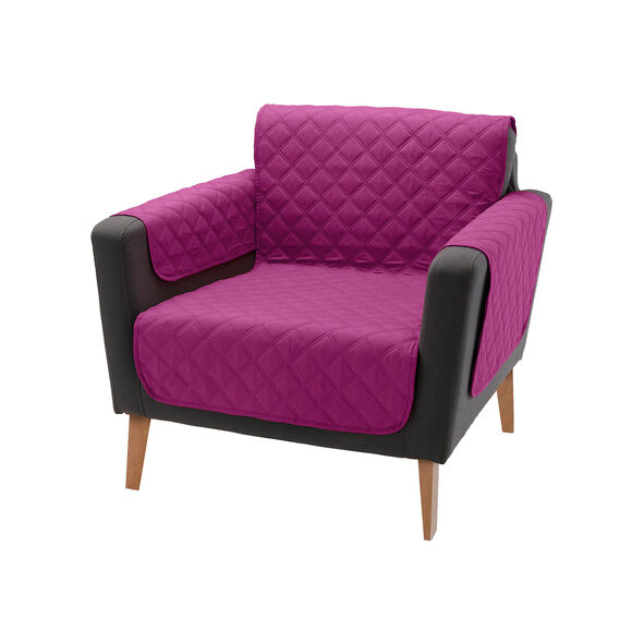 Protège-salon antiglisse microfibre matelassé (prune)