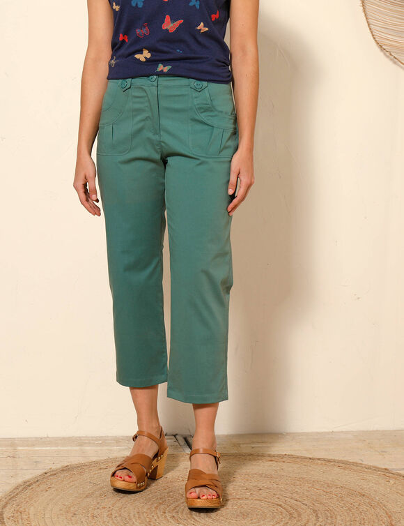 Pantacourt droit stretch (kaki foncé)