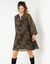 Robe courte pliss&eacute;e imprim&eacute;e (noir / bronze)