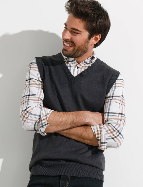 D&eacute;bardeur col V (anthracite)