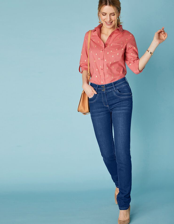 Jean coupe droite délavé stretch (dark blue)