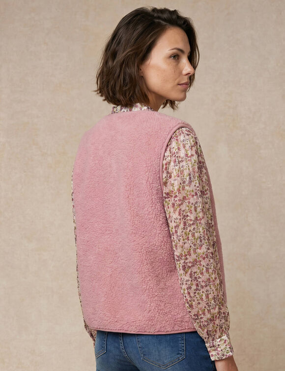 Veste sans manches, maille bouclette (rose blush)