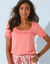 T-shirt col carré galon fantaisie (corail)