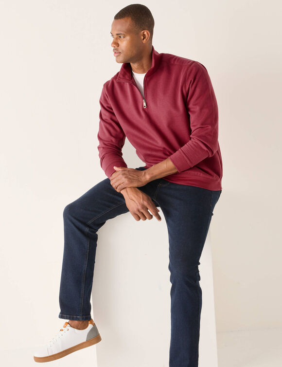 Sweat molleton col camionneur zippé (rose foncé)