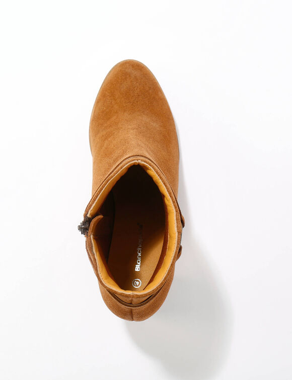 Boots à talon, cuir suédé (caramel)