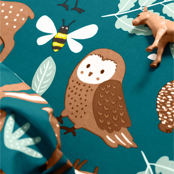 Bedlinnen voor kinderen met knuffelbeer motief in biologisch katoen, eco-verantwoord (groen)