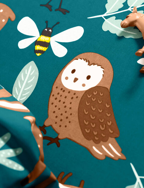 Bedlinnen voor kinderen met knuffelbeer motief in biologisch katoen, eco-verantwoord (groen)