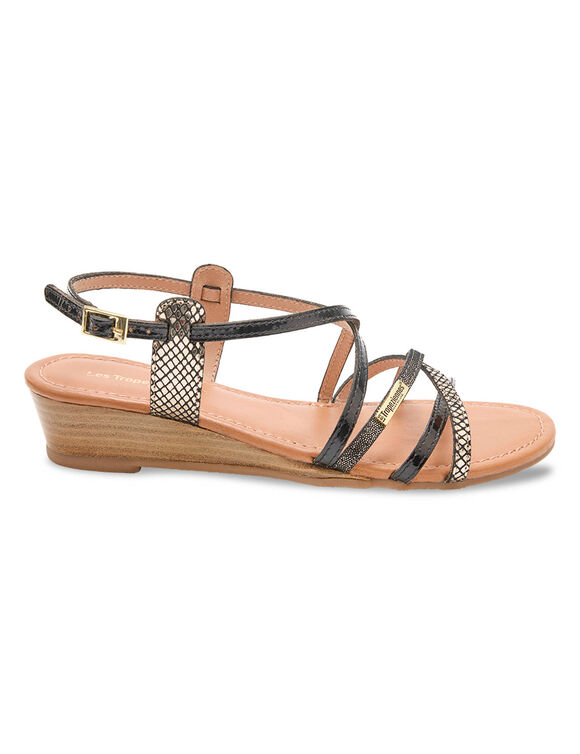 Leren sandalen met sleehak, Haro (zwart)