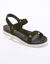Sandales scratchées largeur confort en cuir style rando certifié LWG (kaki)