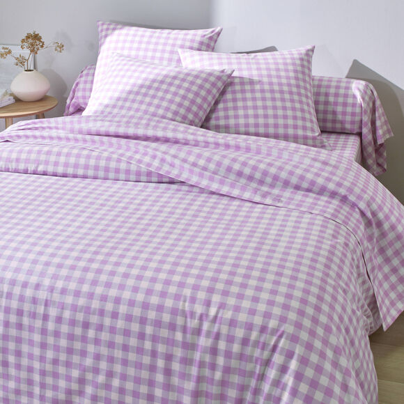 Linge de lit Lou imprimé carreaux - en coton (parme)