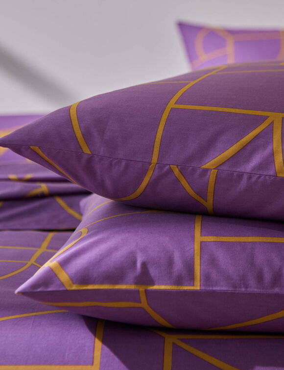 Linge de lit Geoffroy en coton &agrave; motifs graphiques (figue)
