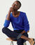 Pull col rond uni, manches longues, toucher doux (bleu)