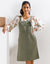 Robe salopette &eacute;vas&eacute;e, bretelles &agrave; nouer (kaki)