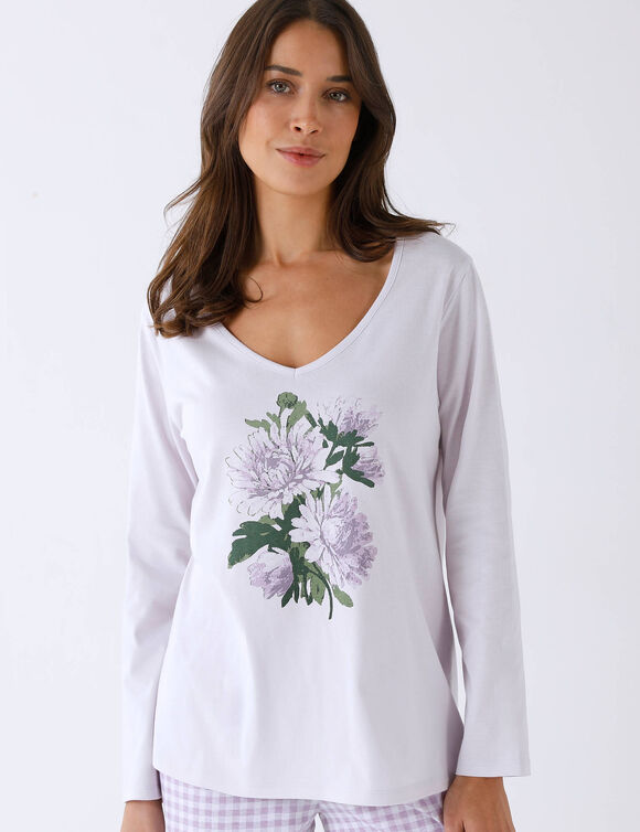 Pyjama met bloemenmotief en ruitenprint (parma)