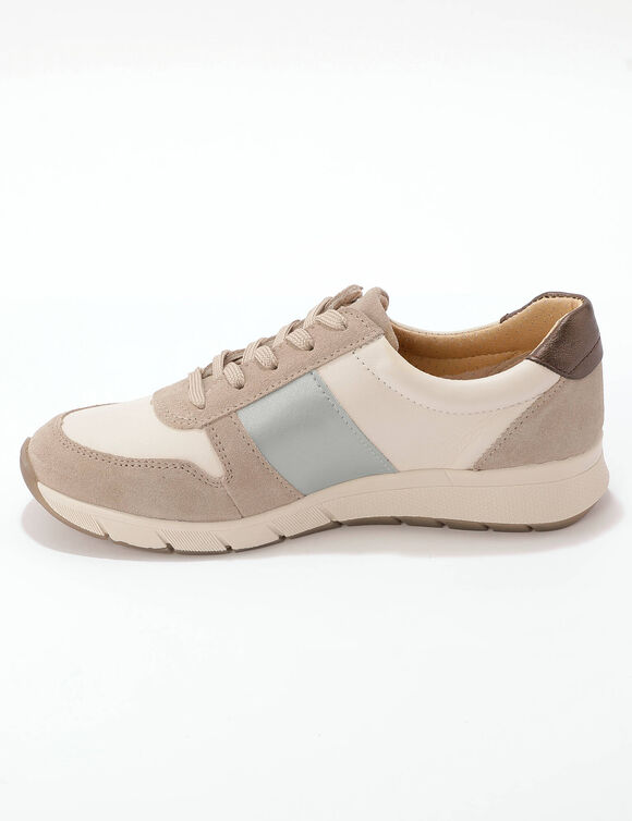 Lederen sneakers met extra brede pasvorm (beige)
