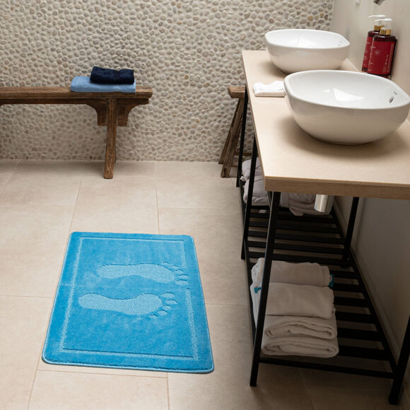 Tapis de bain motif fantaisie (bleu)