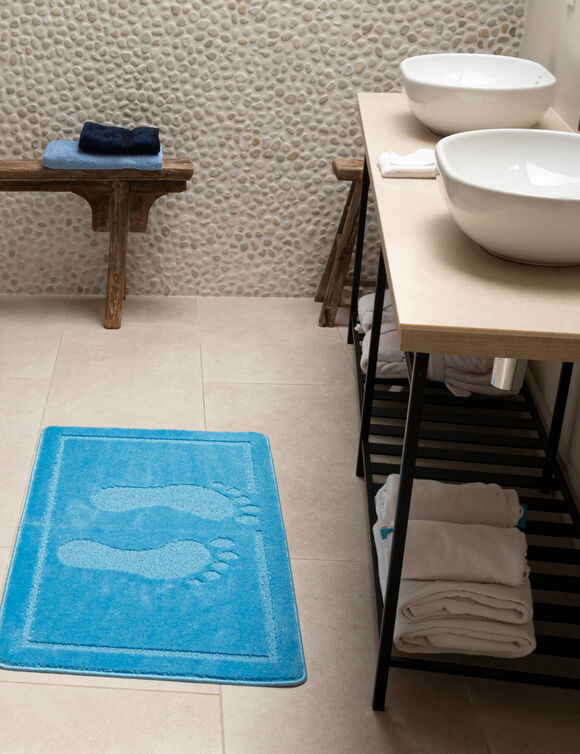 Tapis de bain motif fantaisie (bleu)