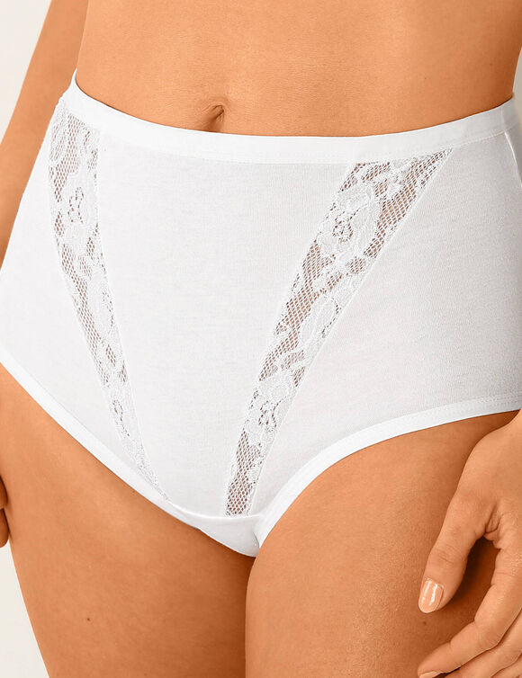 Culotte dentelle découpes amincissantes - lot de 4 (blanc)