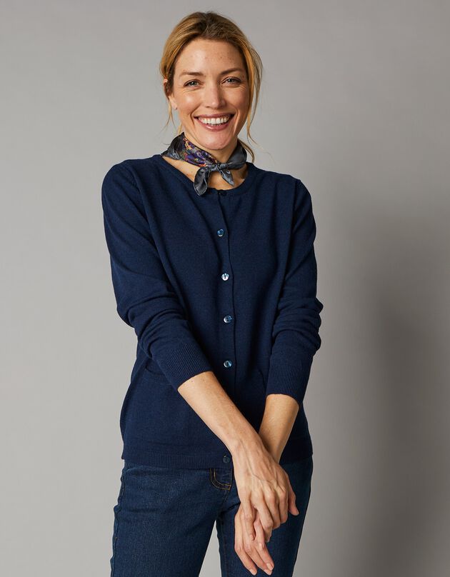 Cardigan met knoopsluiting, lamswol (marine)