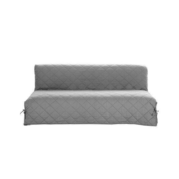 Housse clic-clac standard matelassée coton bachette uni (gris perle)
