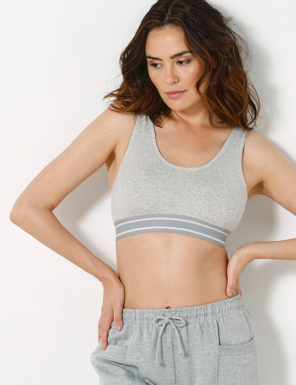 Brassière sport sans armatures - lot de 2 (rose + gris chiné)