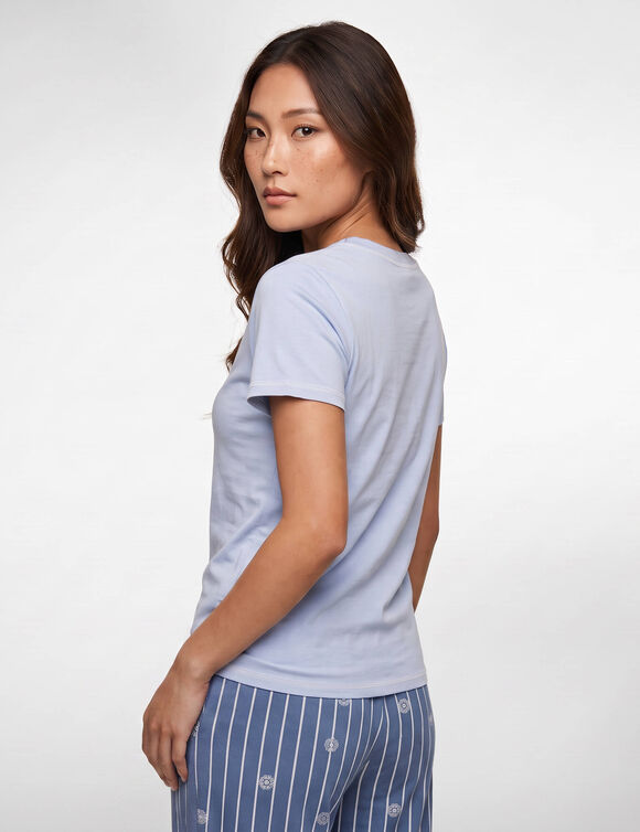 T-shirt pyjama &laquo;&nbsp;charme botanique&nbsp;&raquo; manches courtes (bleu)