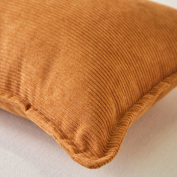 Effen kussen in ribvelours (karamel)