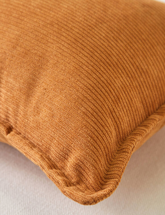 Coussin uni velours côtelé (caramel)