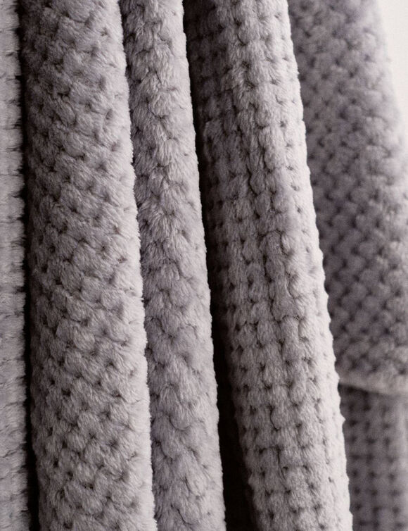 Plaid polaire nid d'abeille (gris perle)