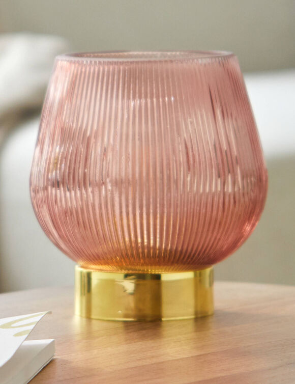 Lampe LED à poser en verre teinté (rose parmé)